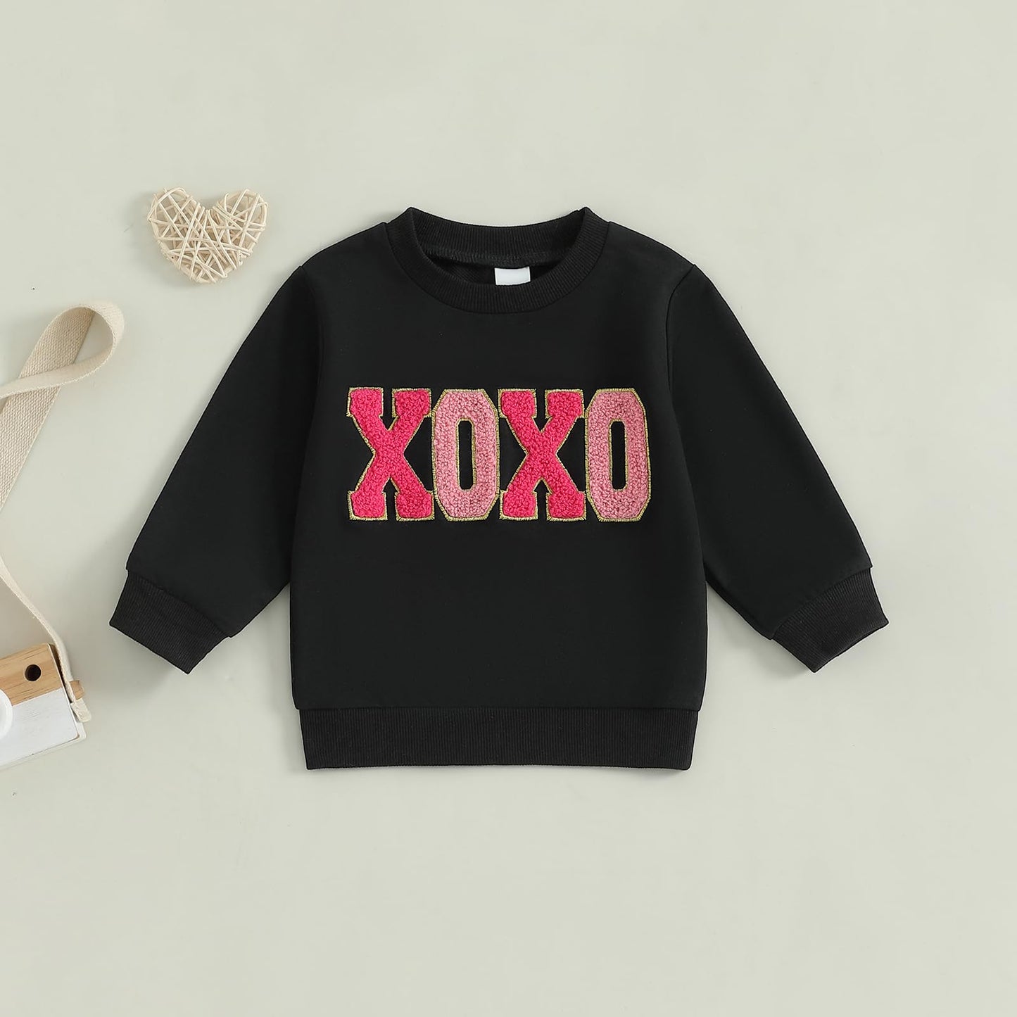 Family Matching Mommy and Me Valentine's Day Sweatshirt Long Sleeve Crewneck Embroidery Pullover Top