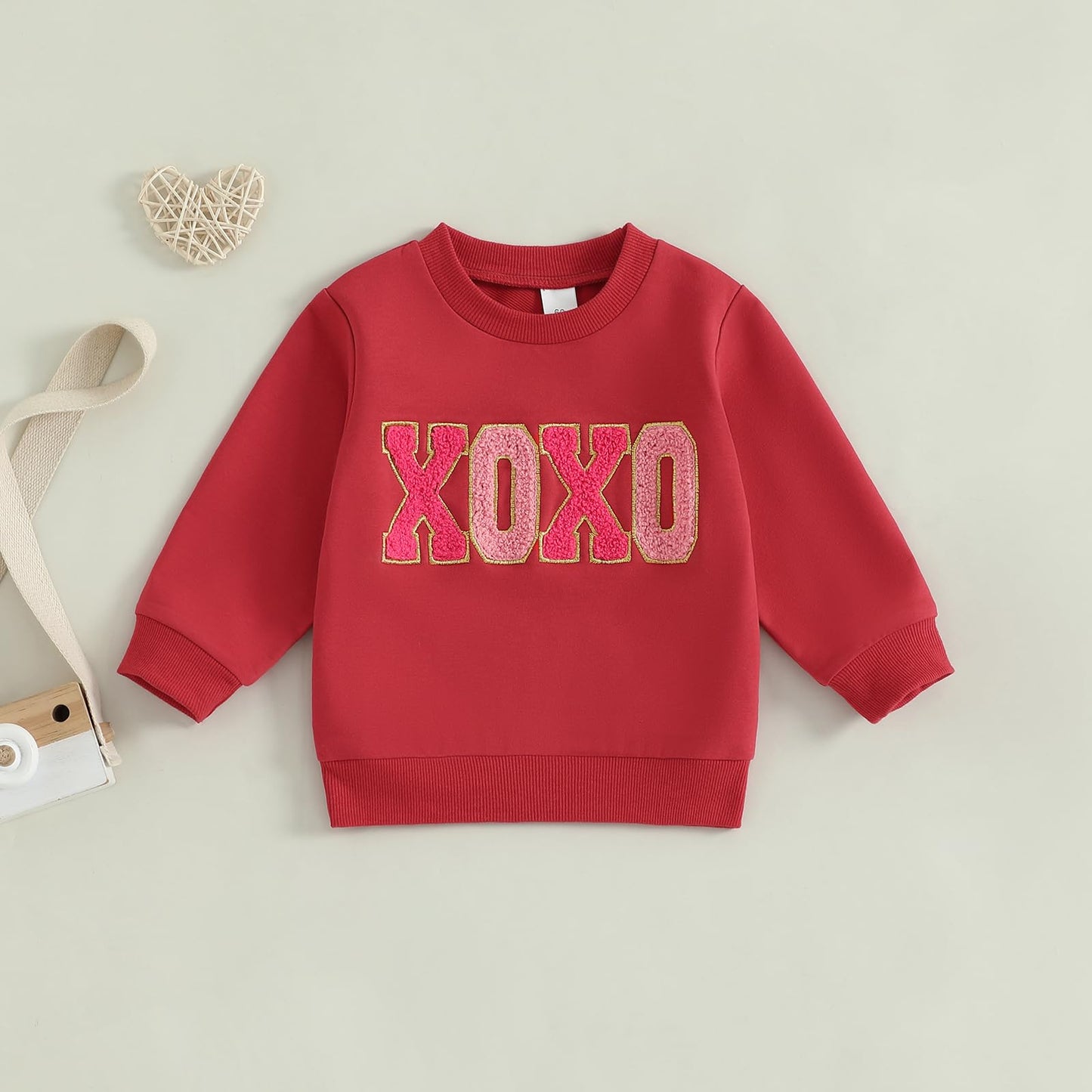 Family Matching Mommy and Me Valentine's Day Sweatshirt Long Sleeve Crewneck Embroidery Pullover Top