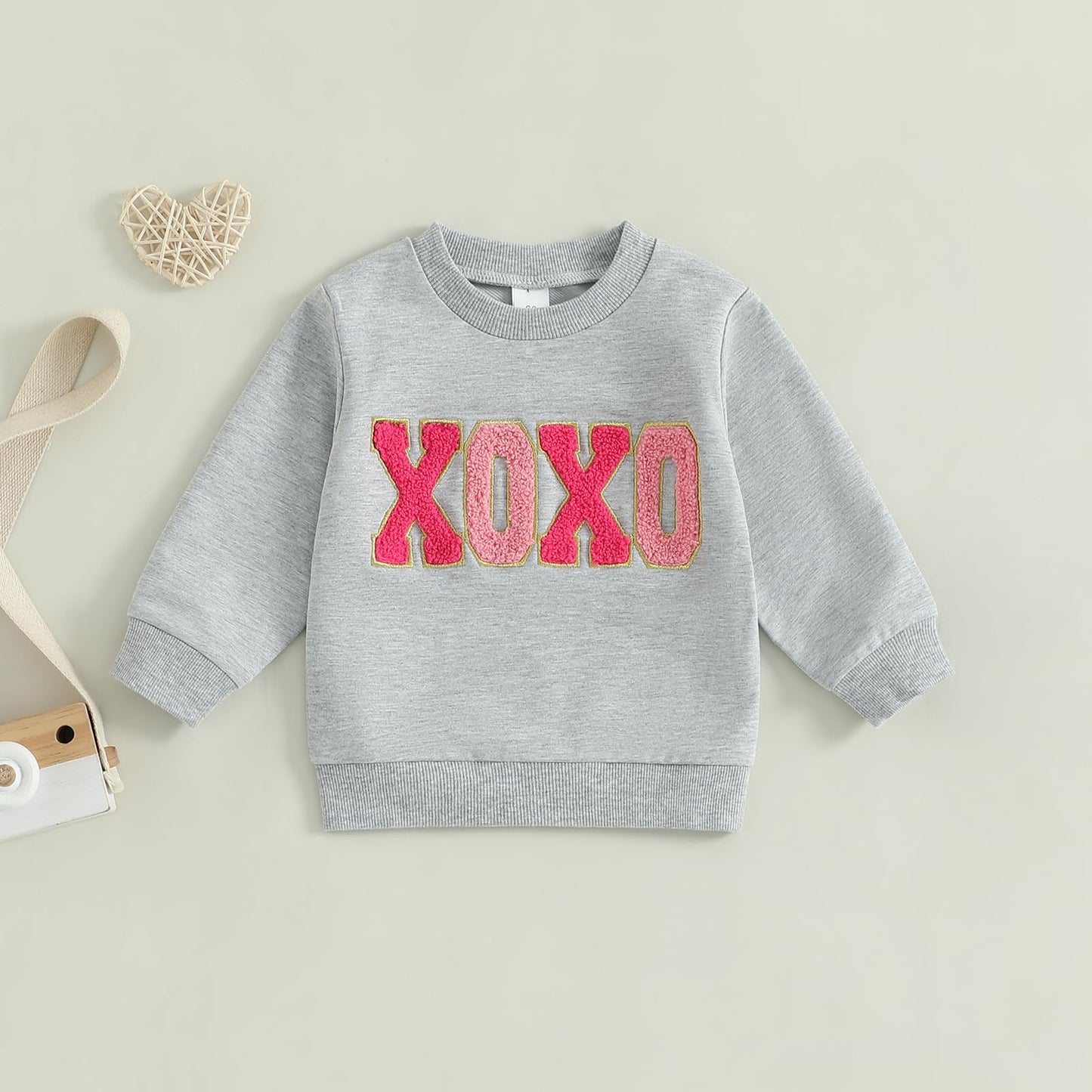 Family Matching Mommy and Me Valentine's Day Sweatshirt Long Sleeve Crewneck Embroidery Pullover Top