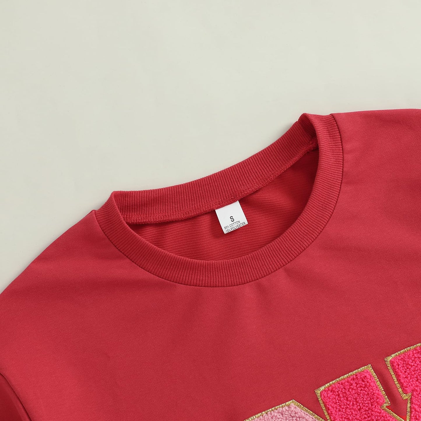 Family Matching Mommy and Me Valentine's Day Sweatshirt Long Sleeve Crewneck Embroidery Pullover Top