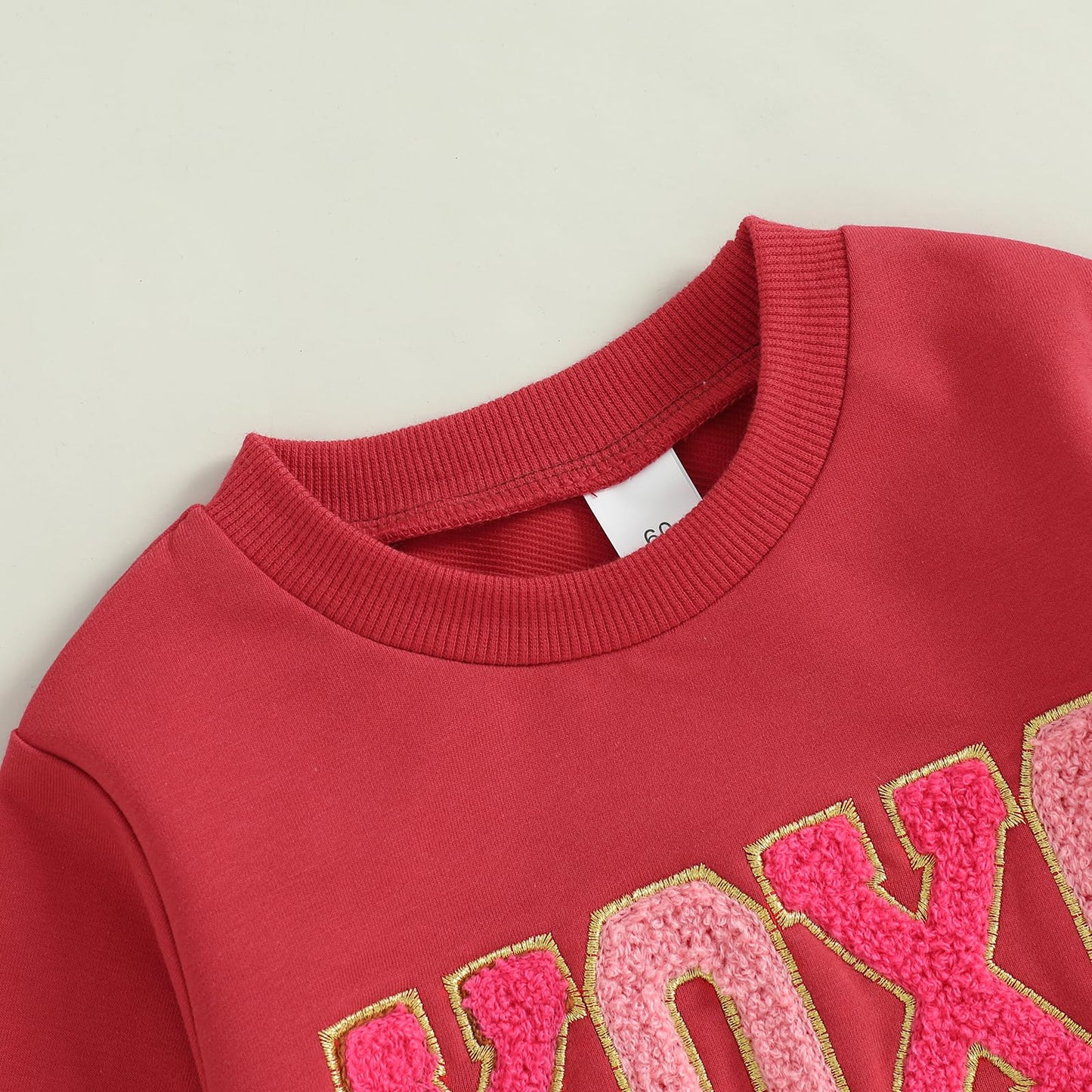Family Matching Mommy and Me Valentine's Day Sweatshirt Long Sleeve Crewneck Embroidery Pullover Top