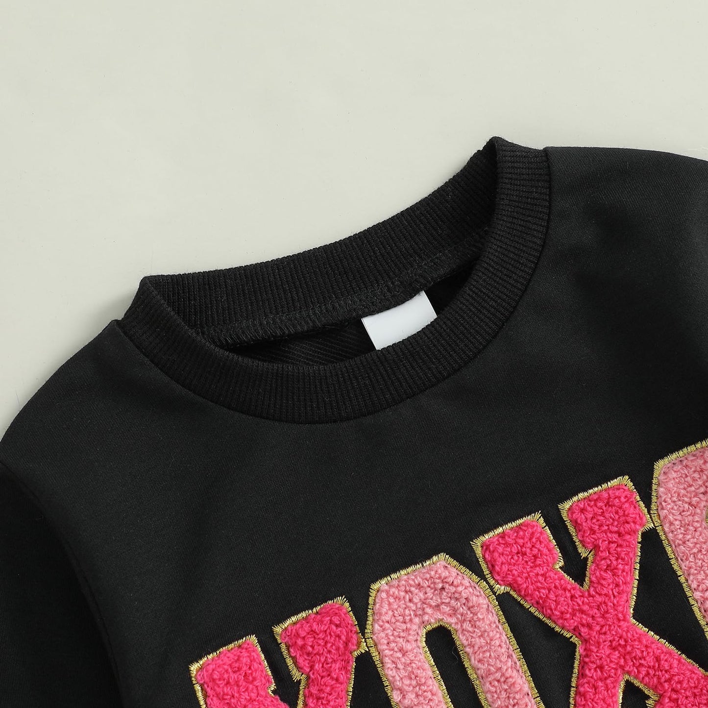 Family Matching Mommy and Me Valentine's Day Sweatshirt Long Sleeve Crewneck Embroidery Pullover Top