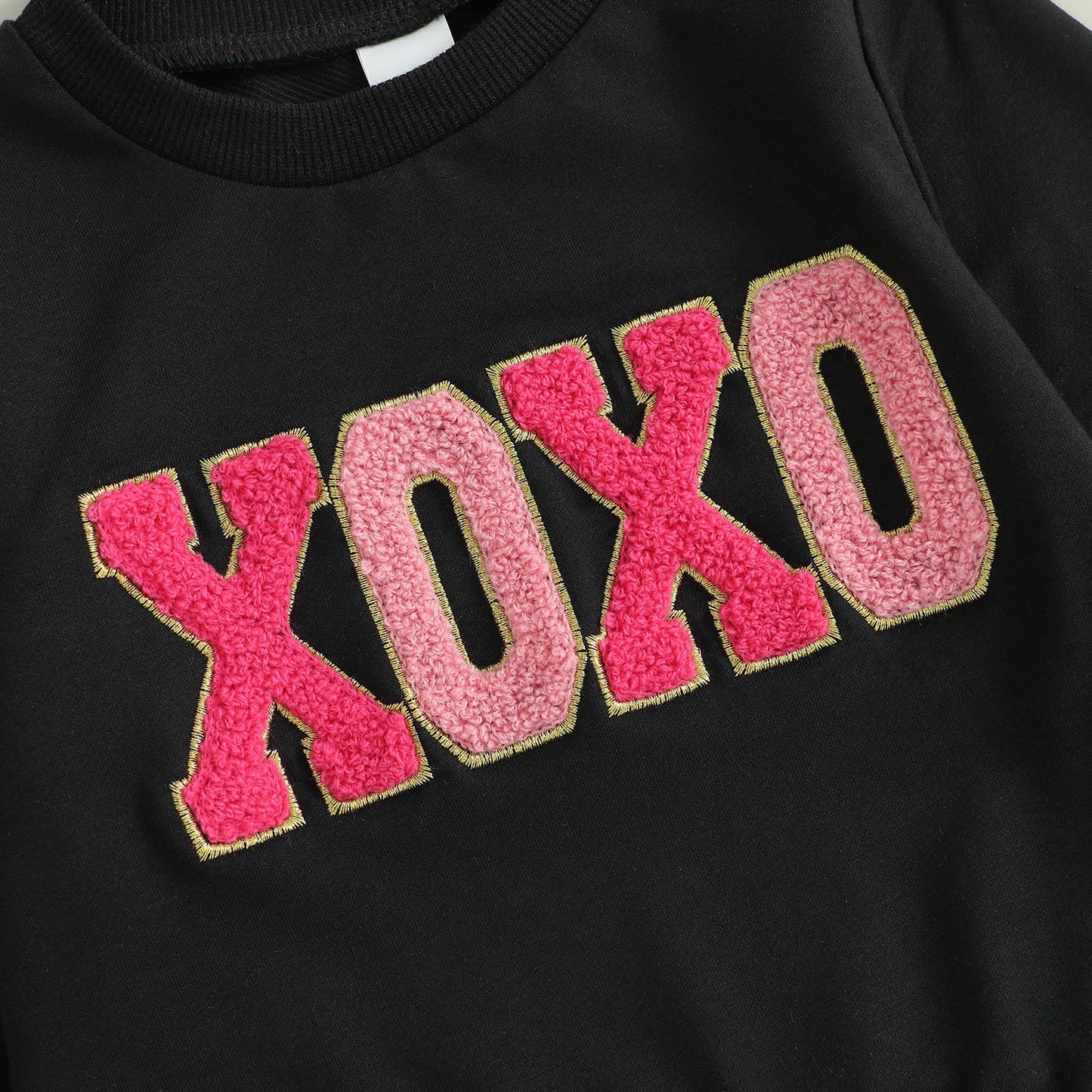 Family Matching Mommy and Me Valentine's Day Sweatshirt Long Sleeve Crewneck Embroidery Pullover Top