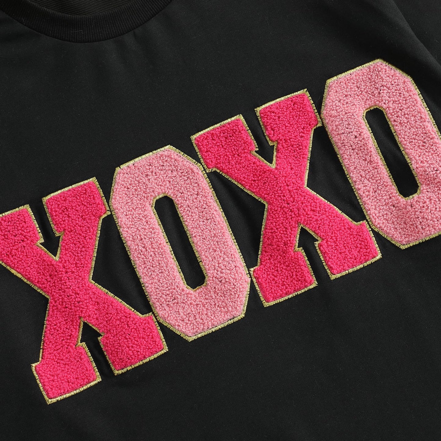 Family Matching Mommy and Me Valentine's Day Sweatshirt Long Sleeve Crewneck Embroidery Pullover Top