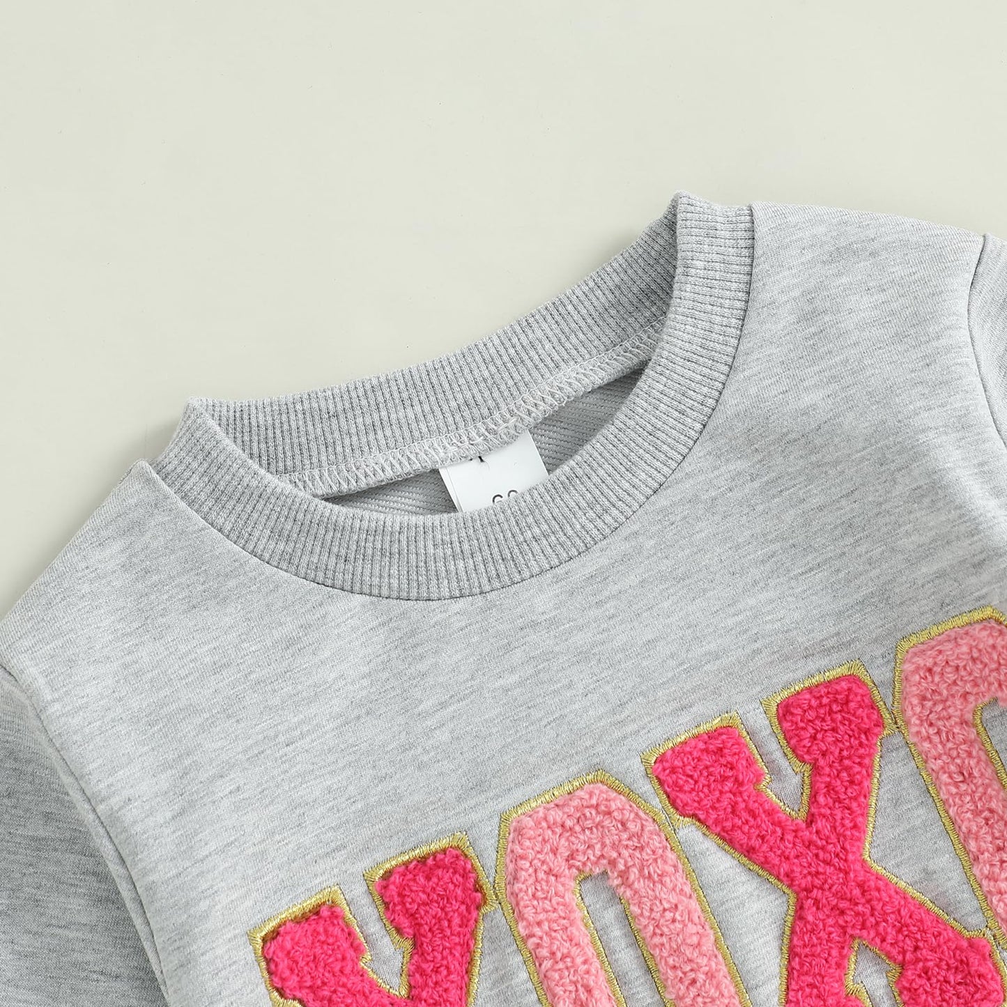 Family Matching Mommy and Me Valentine's Day Sweatshirt Long Sleeve Crewneck Embroidery Pullover Top