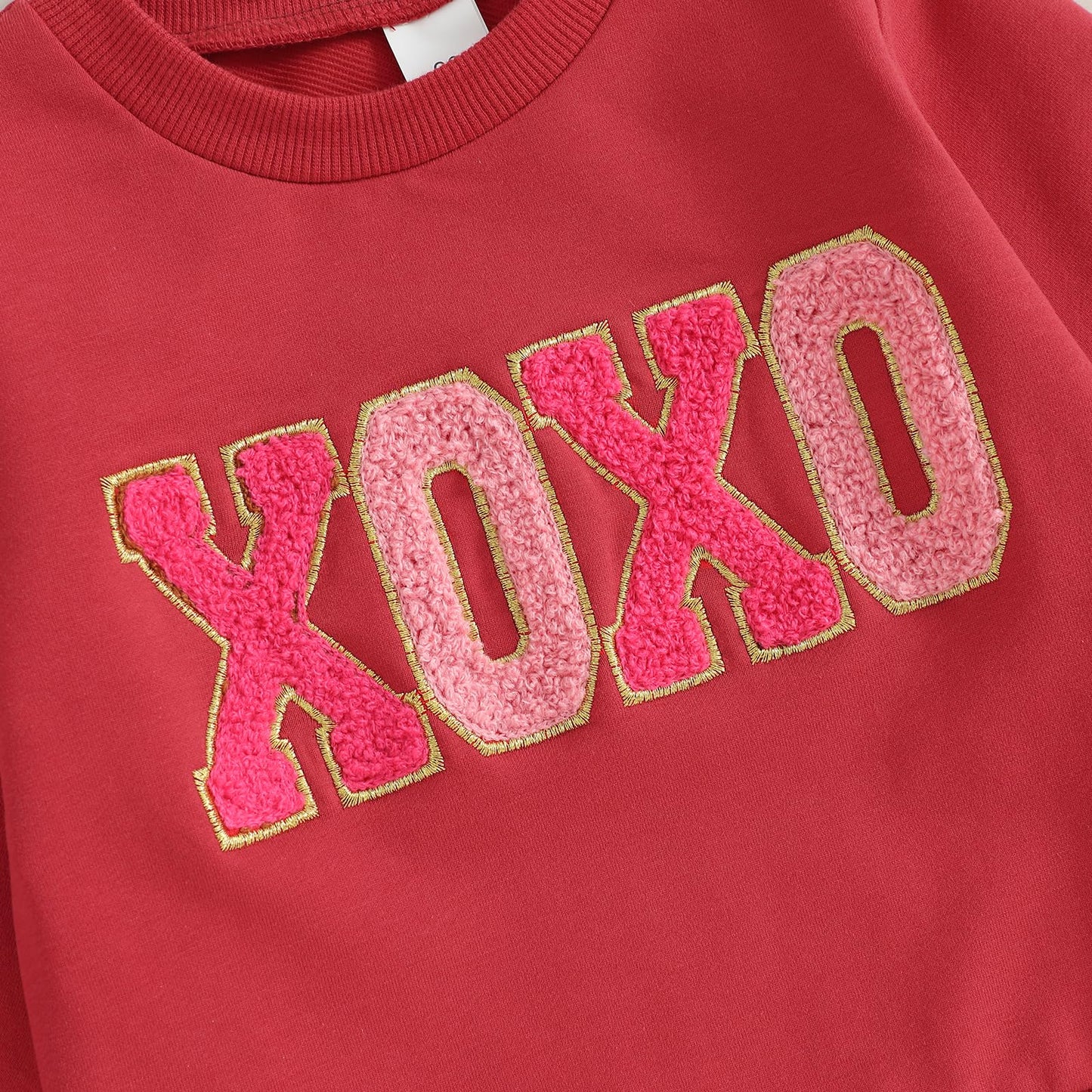 Family Matching Mommy and Me Valentine's Day Sweatshirt Long Sleeve Crewneck Embroidery Pullover Top